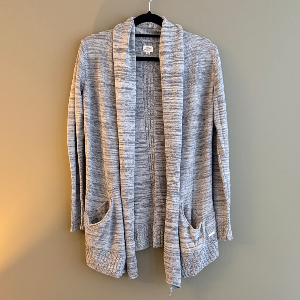 WILFRED Heather Grey Open Front Cardigan Silk & Cashmere size XS - Picture 3 of 10